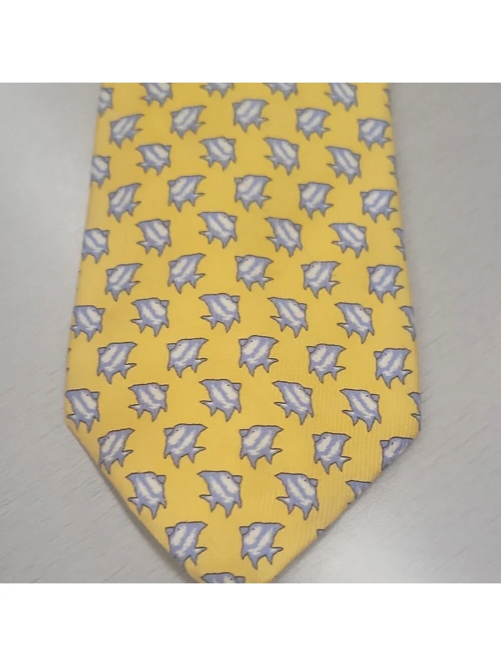 Robert Talbott Men's Yellow/Blue/White Geometric Woven Necktie Tie